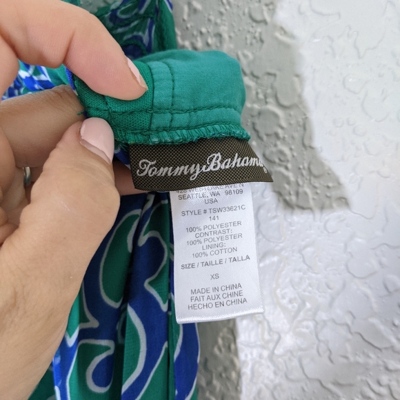 TOMMY BAHAMA Green Blue Cotton Maxi Sundress XS - Picture 5 of 5